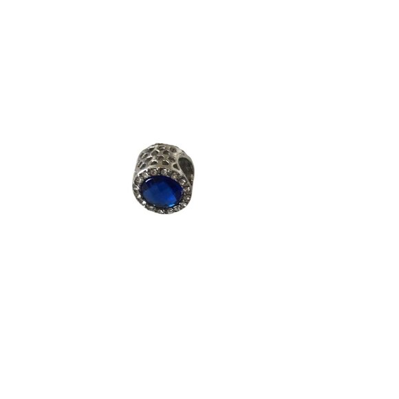 European‎ Silver Plated Charm Bead With Blue Crystal Accent Jewelry - Picture 2 of 4